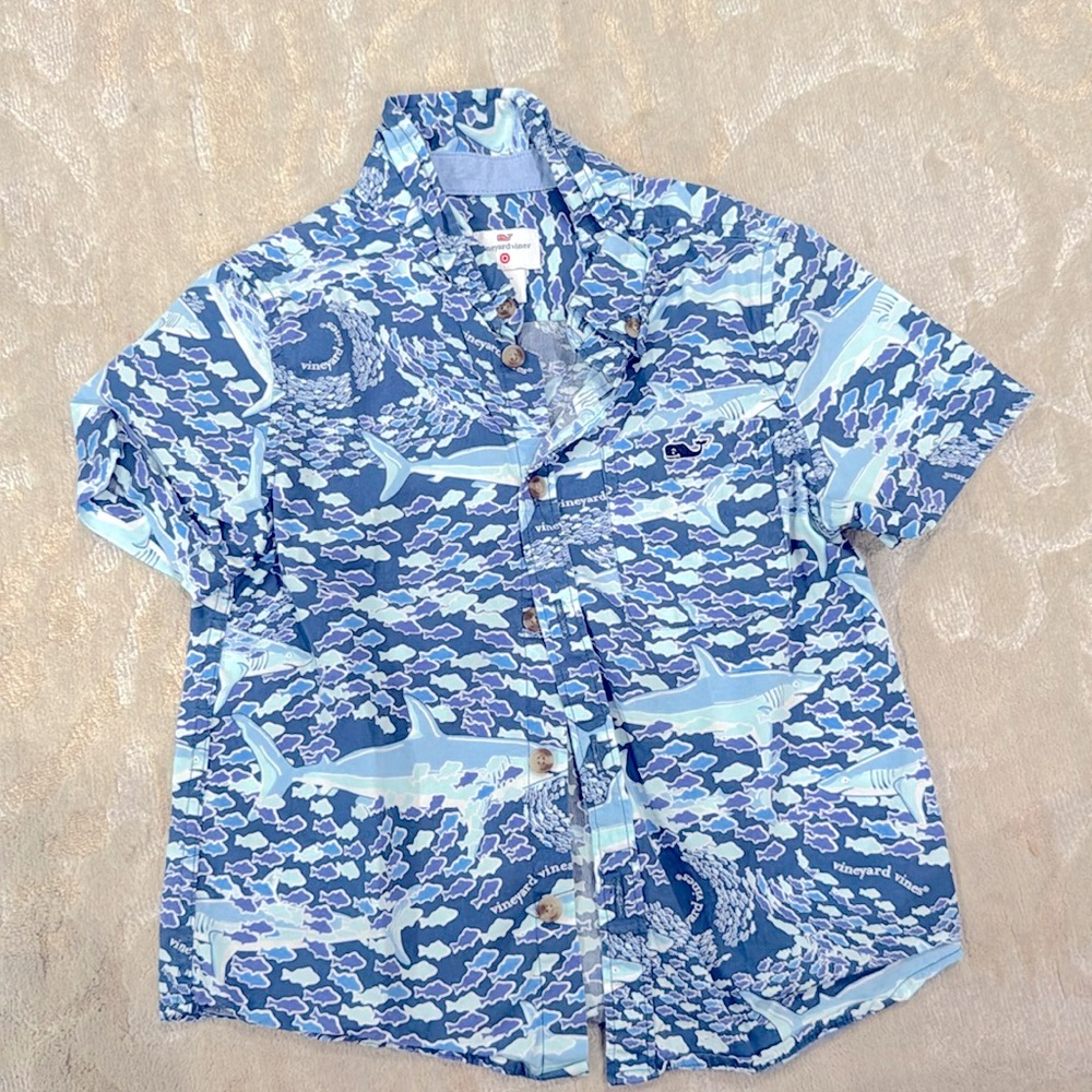 Vineyard vines for target size 2 knit short sleeve blue shark shirt